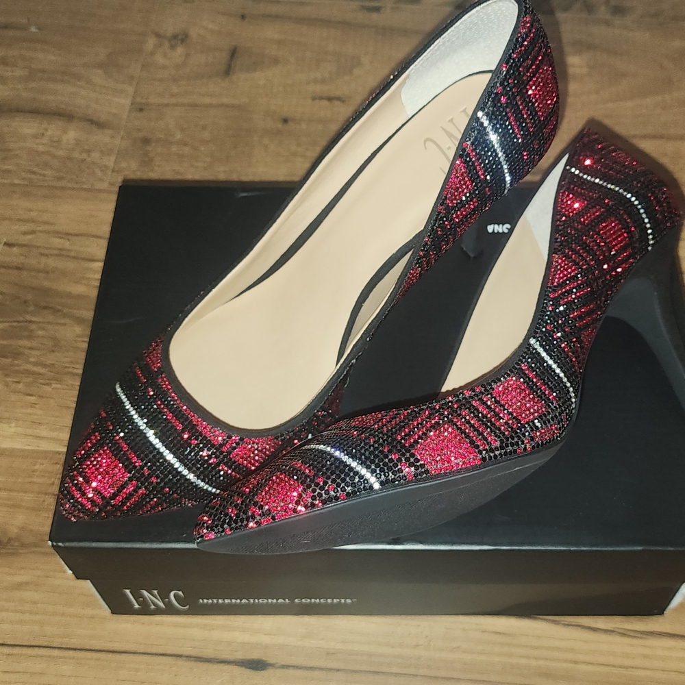 INC International Concepts Red Sequin Pointed-Toe Pumps - Picture 7 of 9